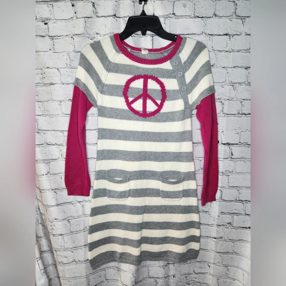 Old‎ Navy Girls Striped Peace Sweater Dress Size 10-12